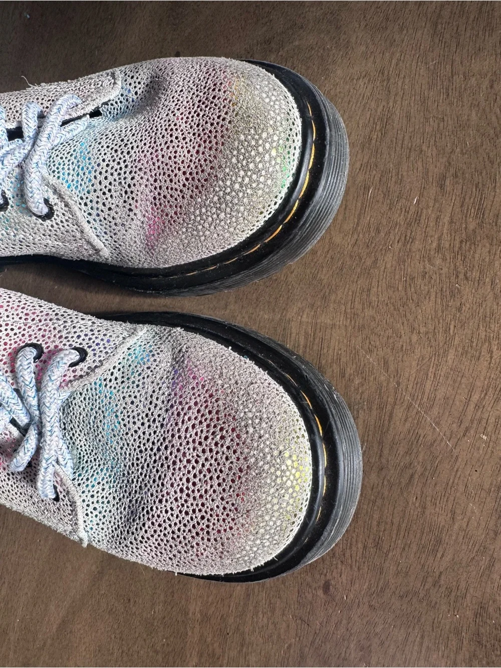 Dr Doc Martens 1460 Junior PascalJ Rainbow Glitter Boots Girls sz 1 Combat Boot